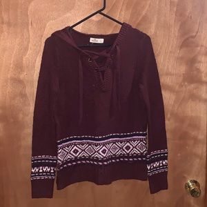 hollister lace up hooded sweater